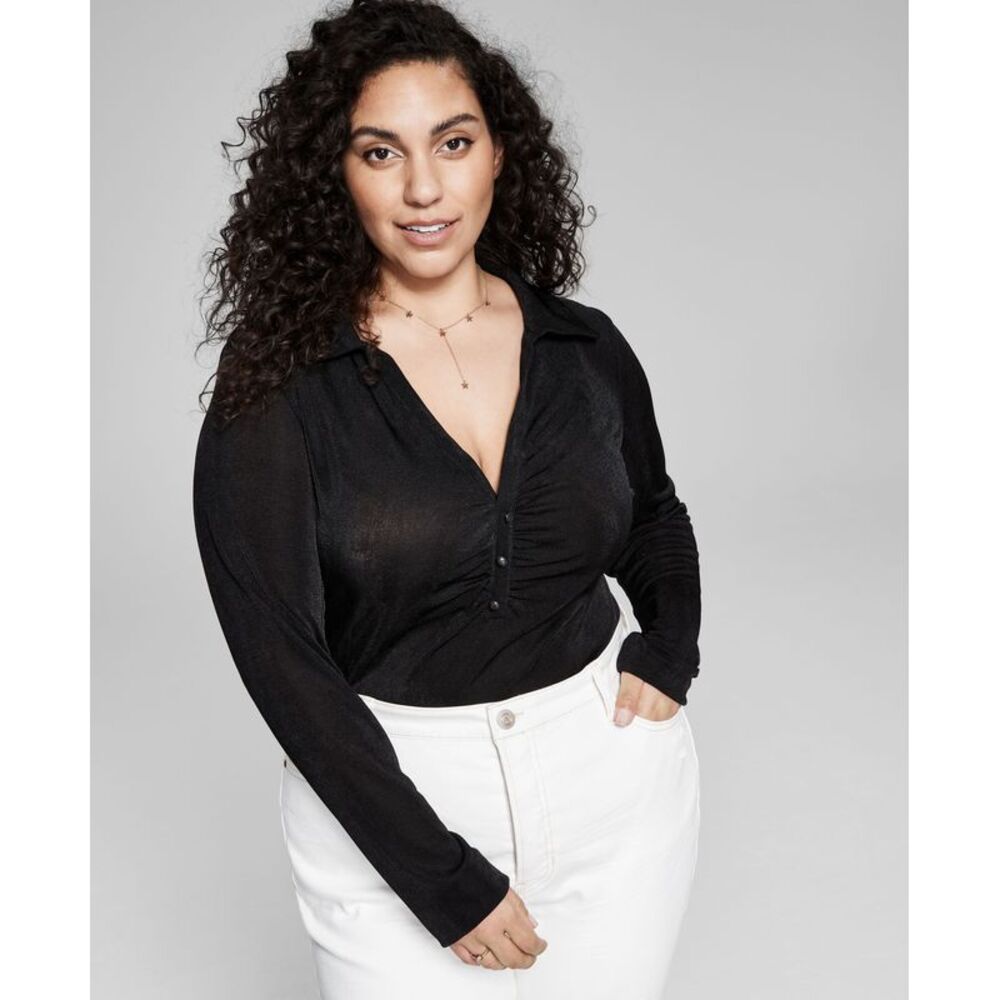And Now This Now This Trendy Plus Size Polo Bodysuit